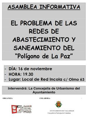 Asamblea: "Red de abastecimiento y saneamiento polígono de la Paz"