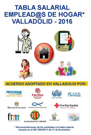 Tabla salarial emplead@s hogar Valladolid 2016